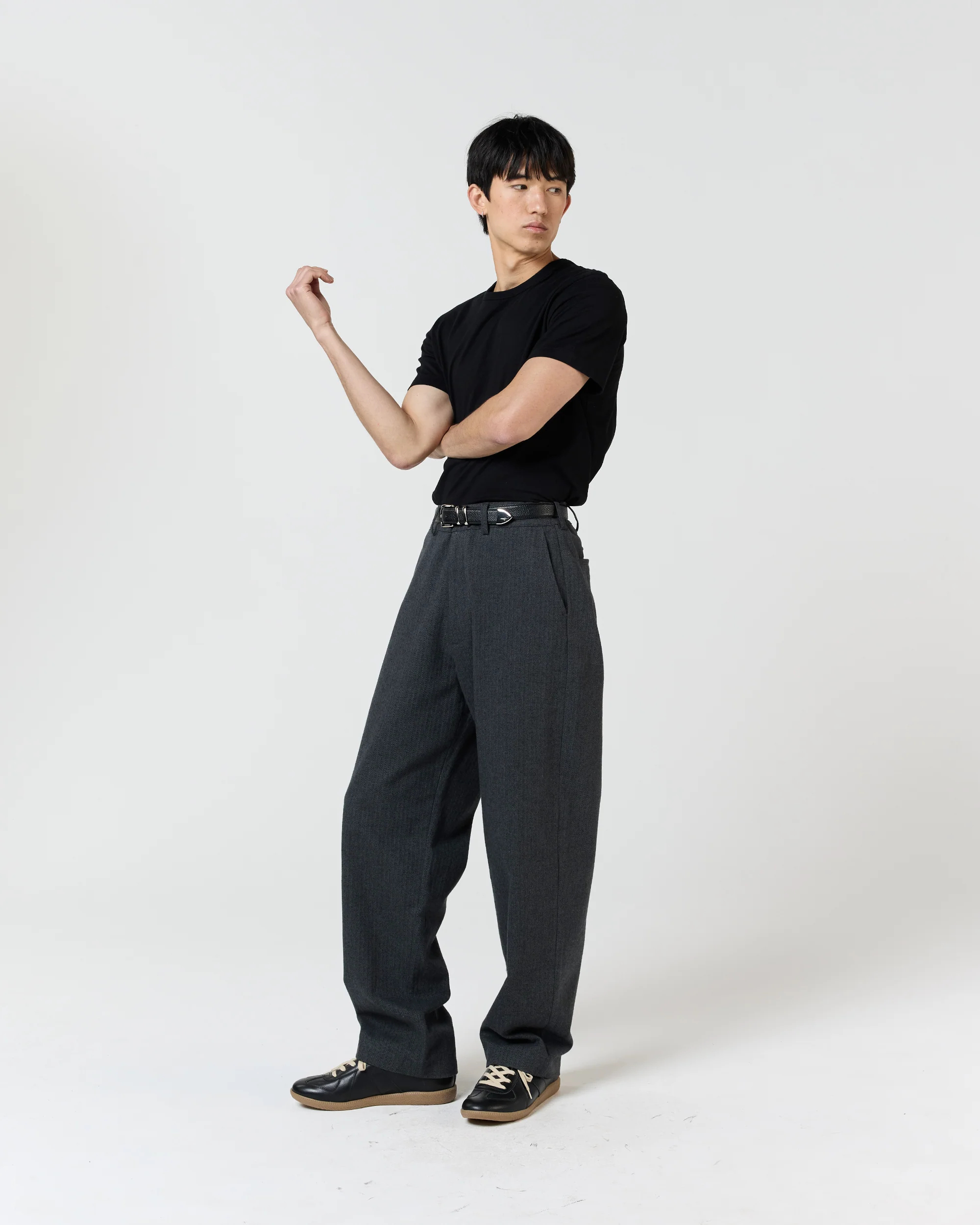 Buckle Pant - Charcoal Herringbone - Image 3