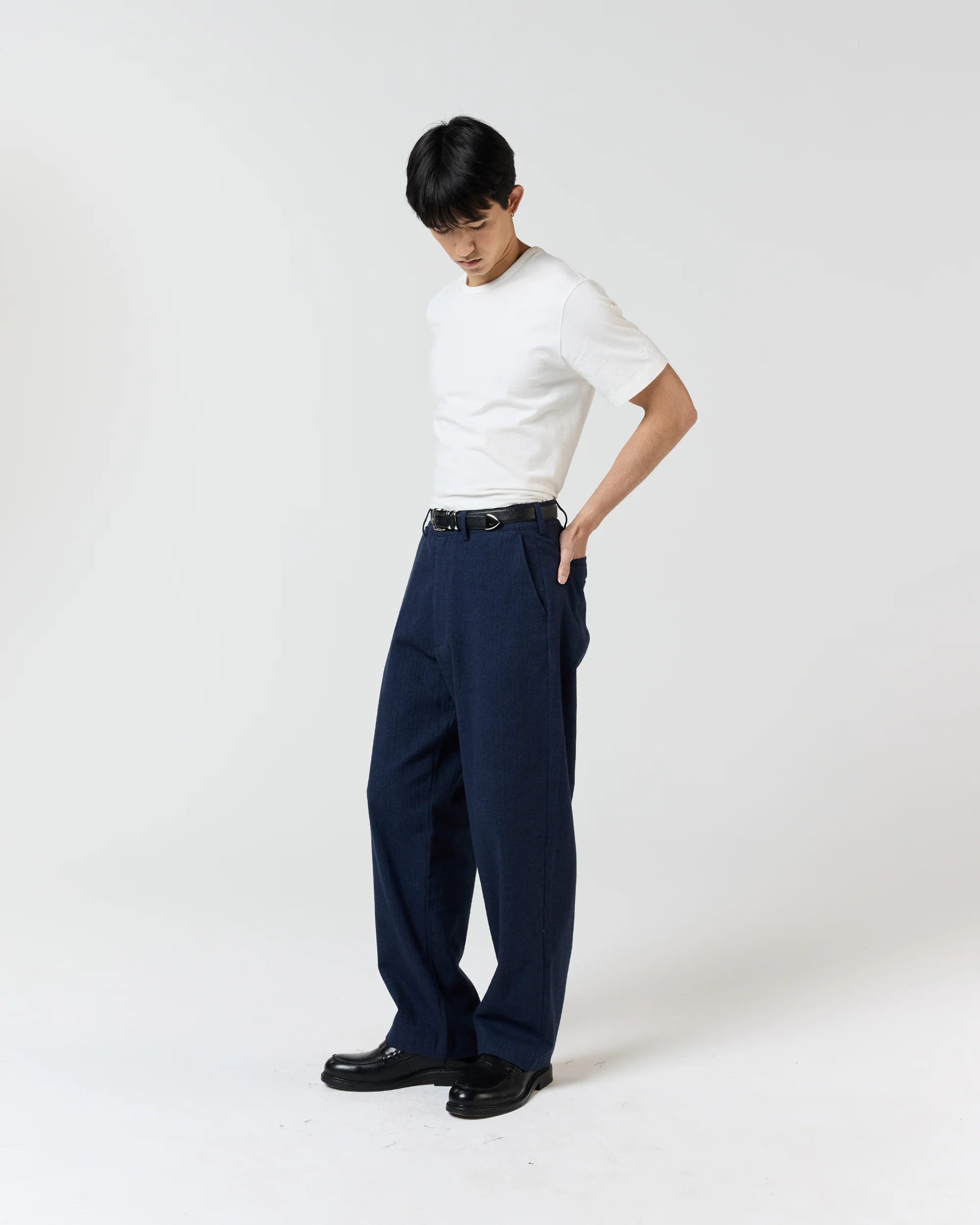 Buckle Pant - Navy Herringbone - Image 3