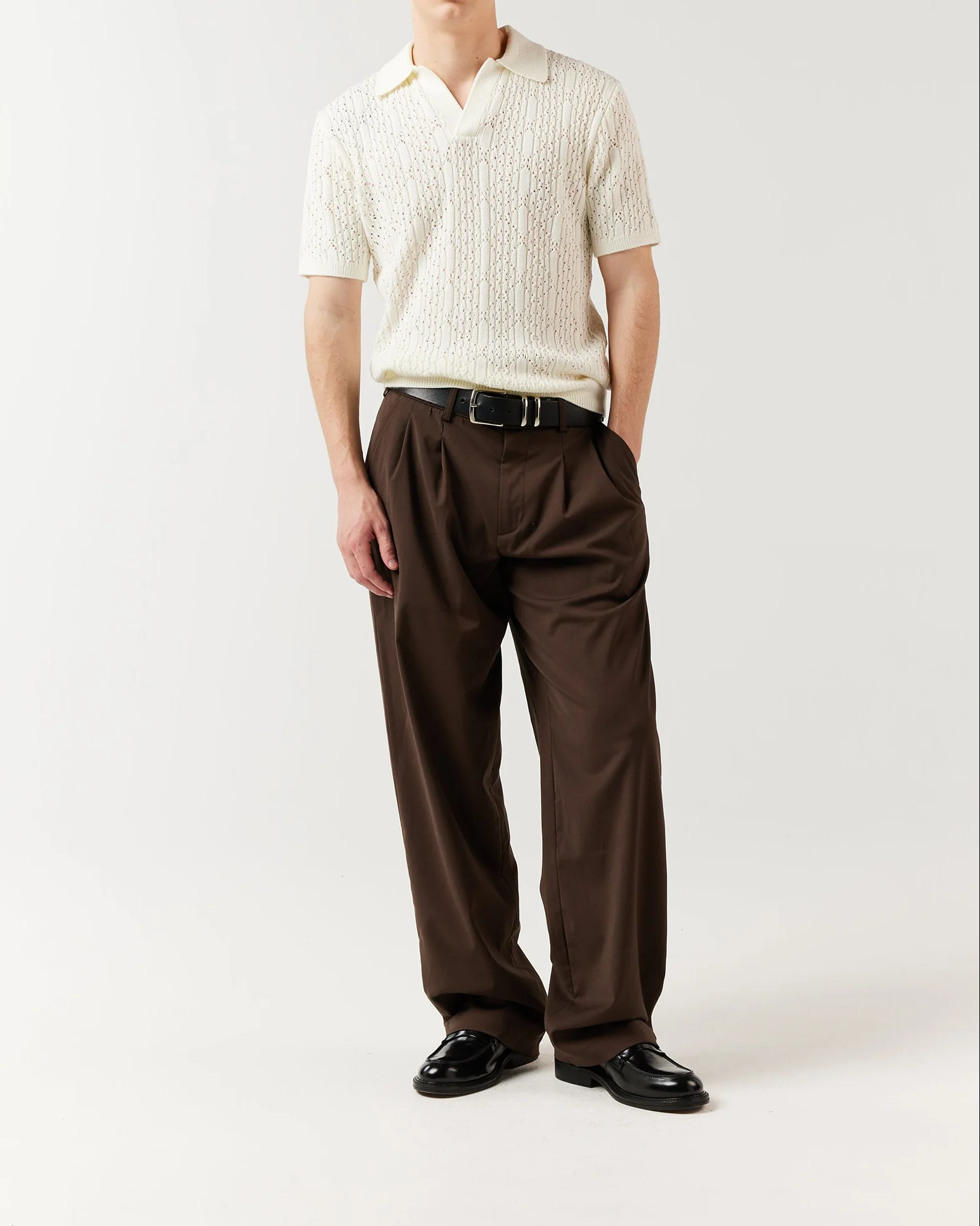 Diamond Knit Polo - Ivory