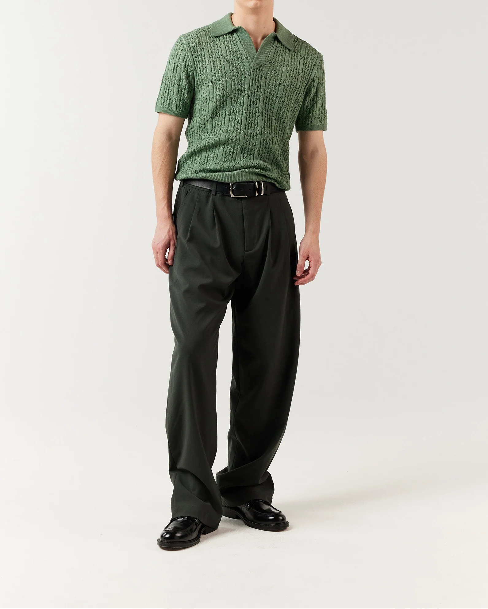 Diamond Knit Polo - Olive