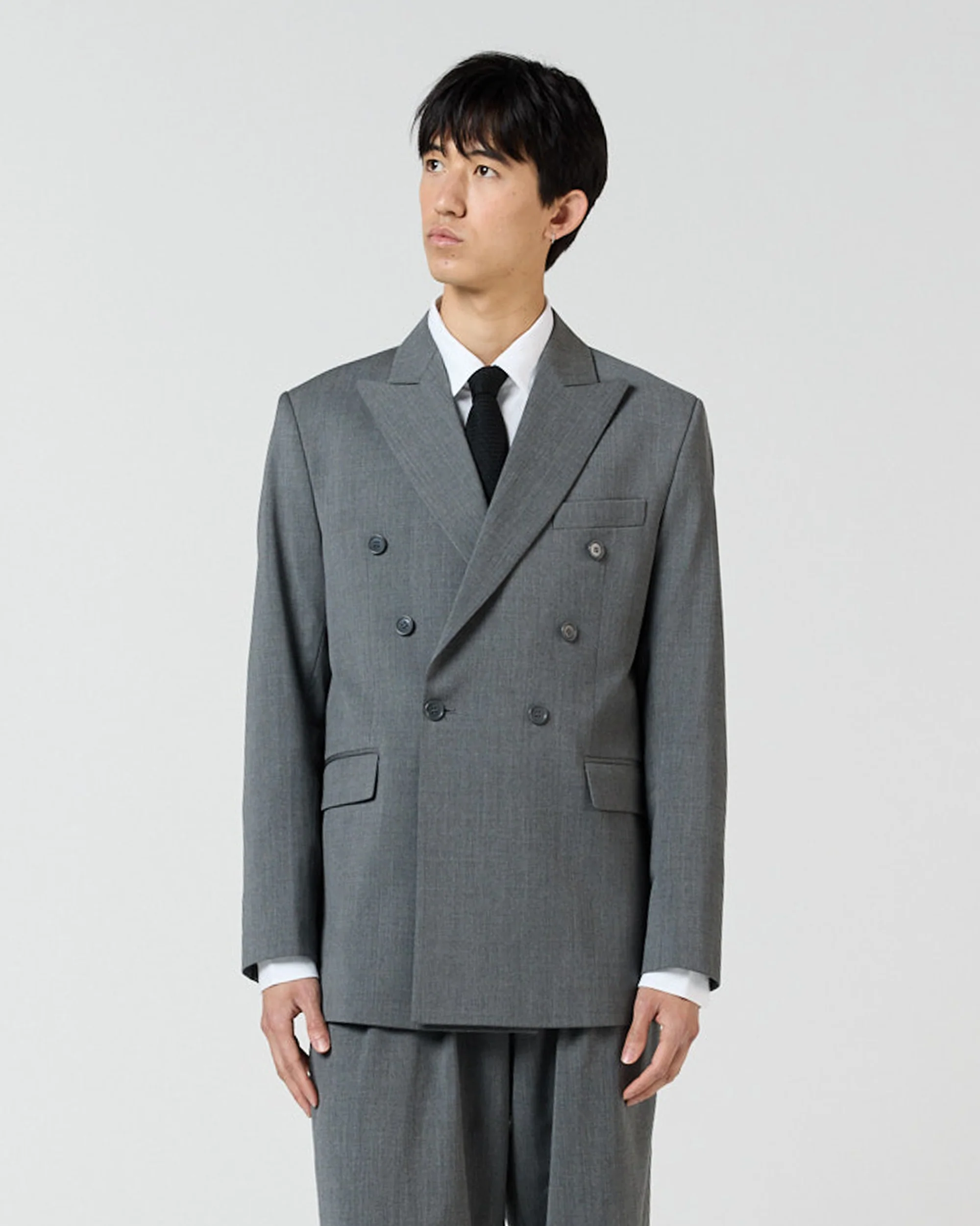 Double Breasted Suit Jacket - Charcoal Grey
