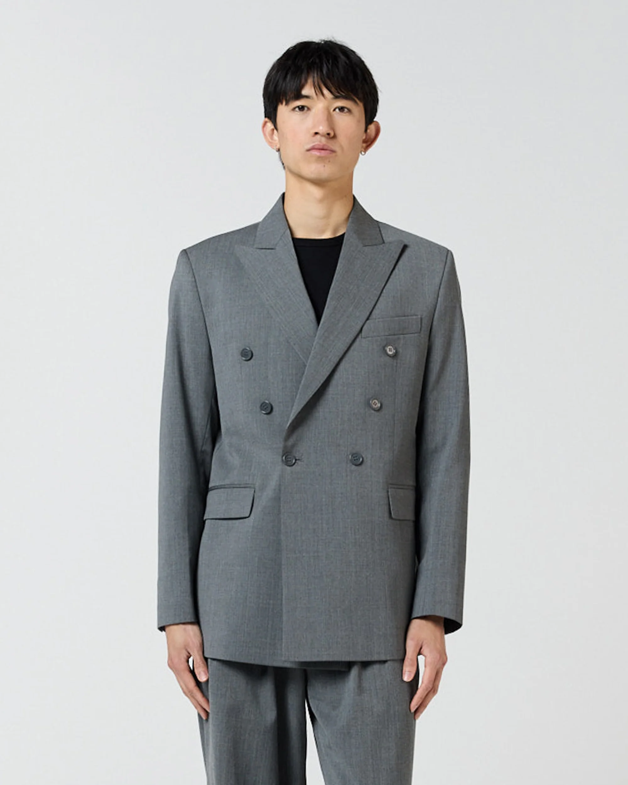 Double Breasted Suit Jacket - Charcoal Grey - Image 2