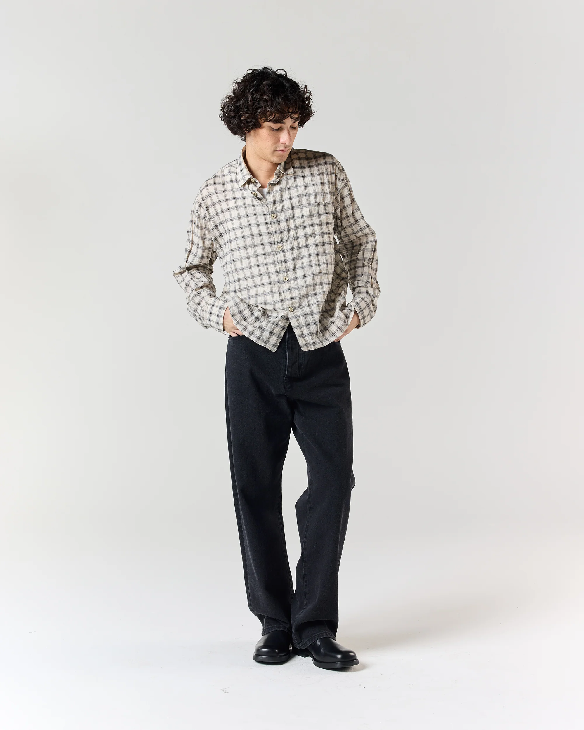 Japanese Shirt - Cream Check - Image 3