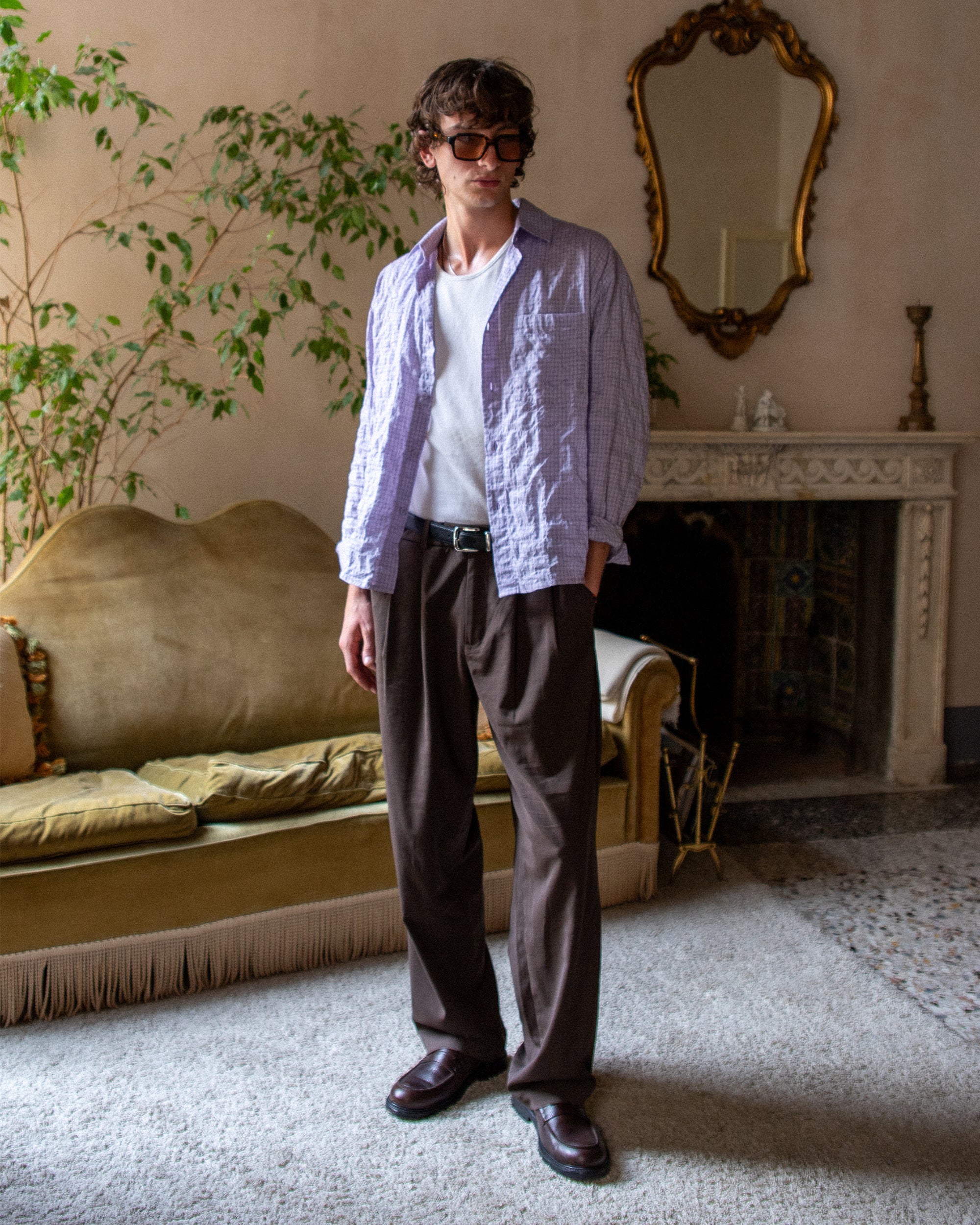 Japanese Shirt - Lilac Grid - Image 6
