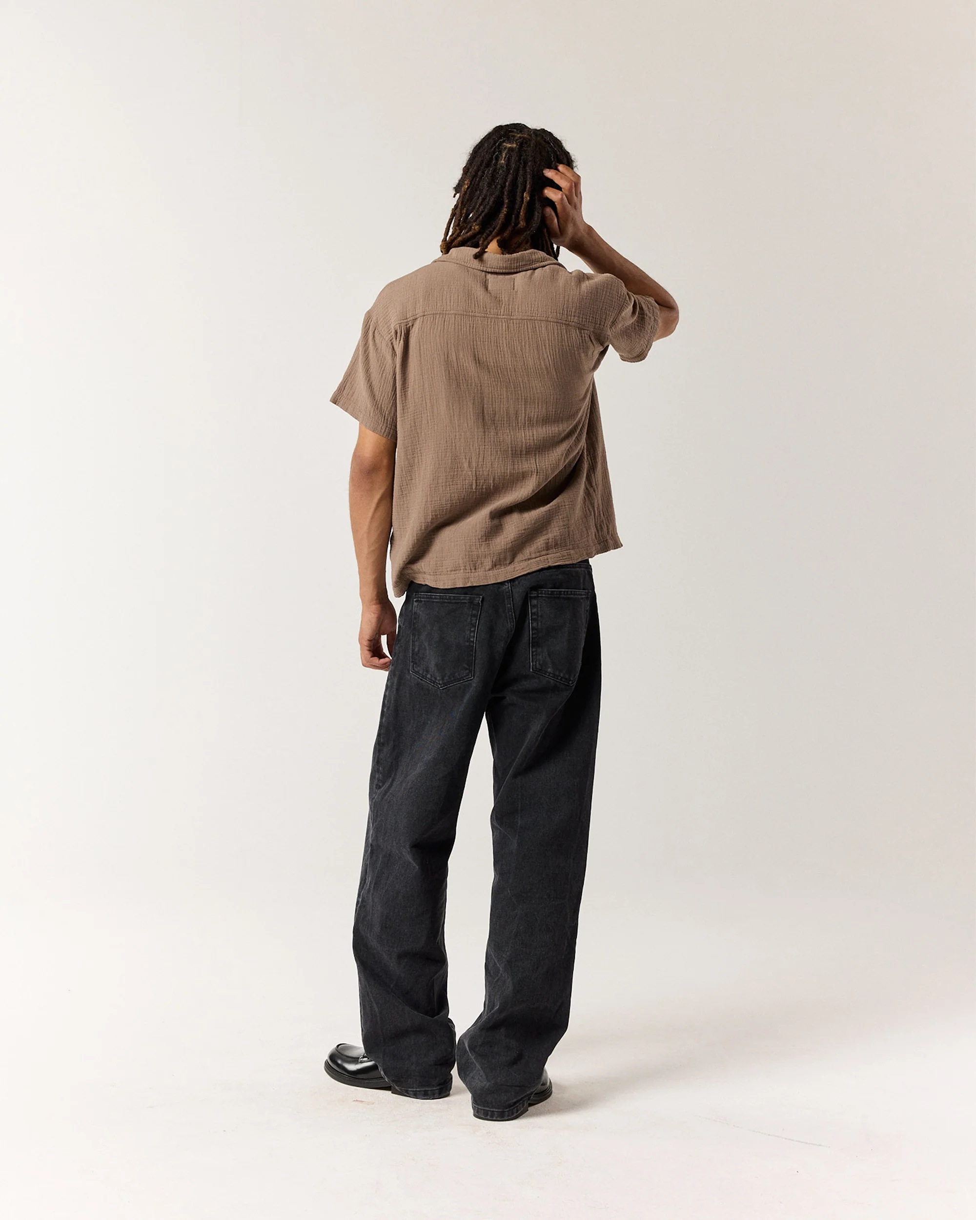 Short Sleeve Crinkle Shirt - Walnut - Image 2