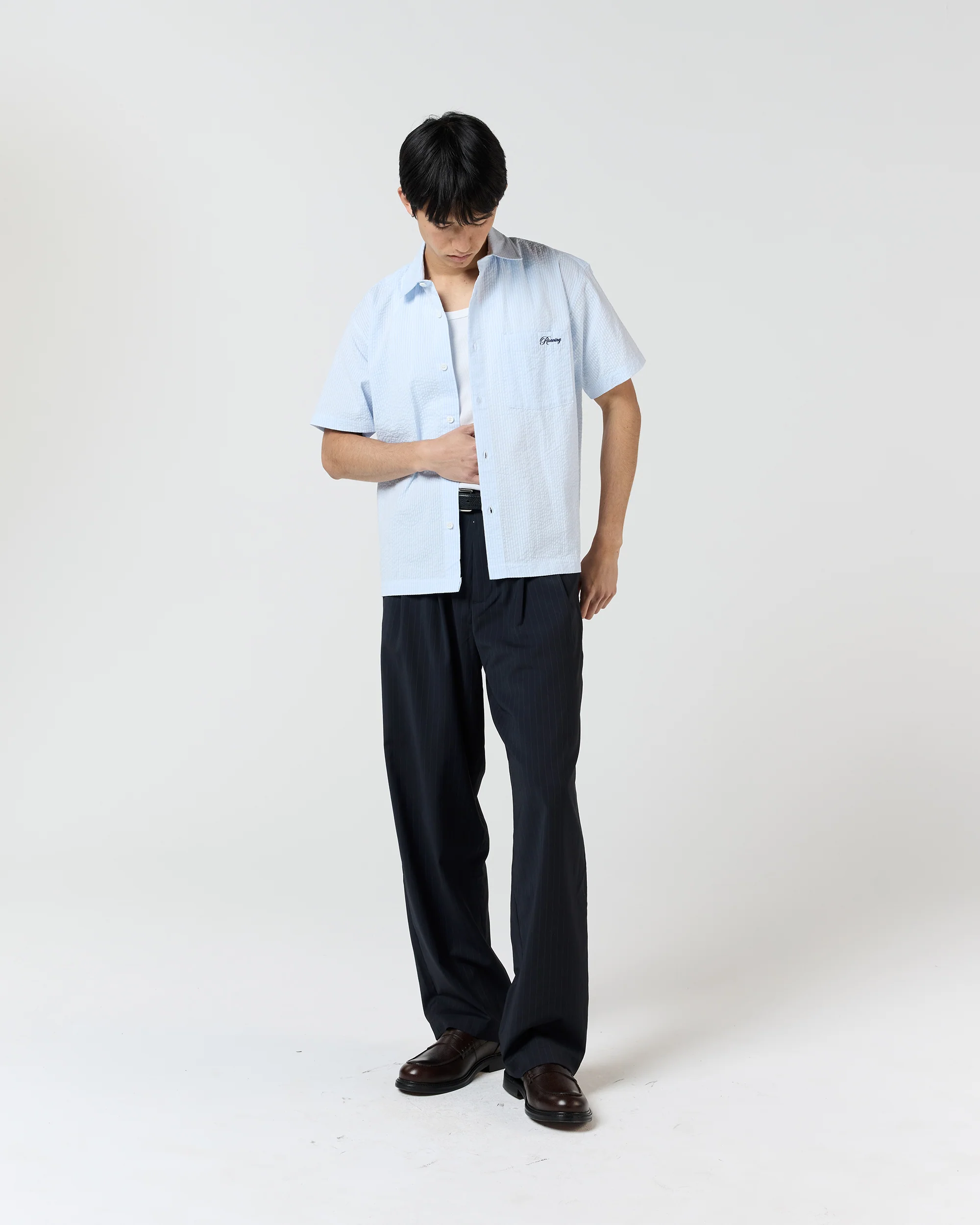 Short Sleeve Shirt - Baby Blue Seersucker - Image 3