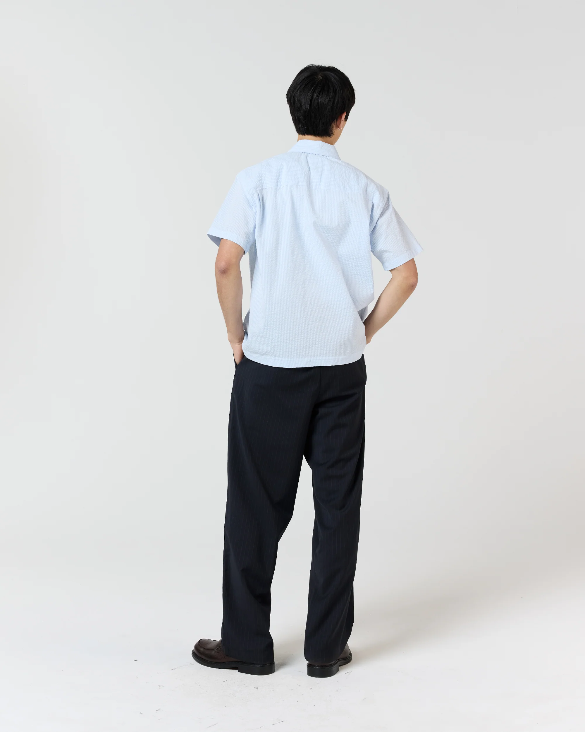 Short Sleeve Shirt - Baby Blue Seersucker - Image 4