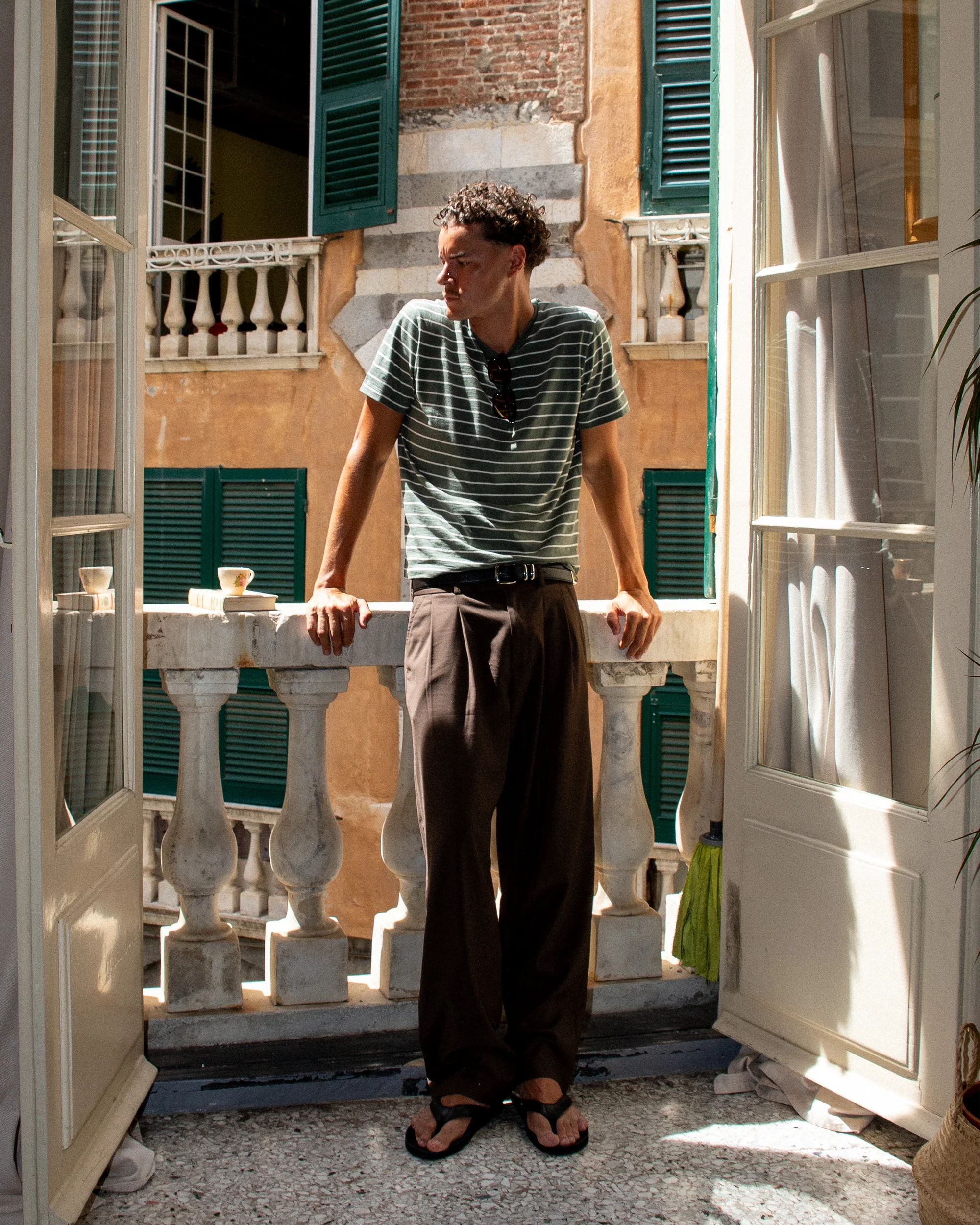 Slub Tee - Sage Green Stripe - Image 6